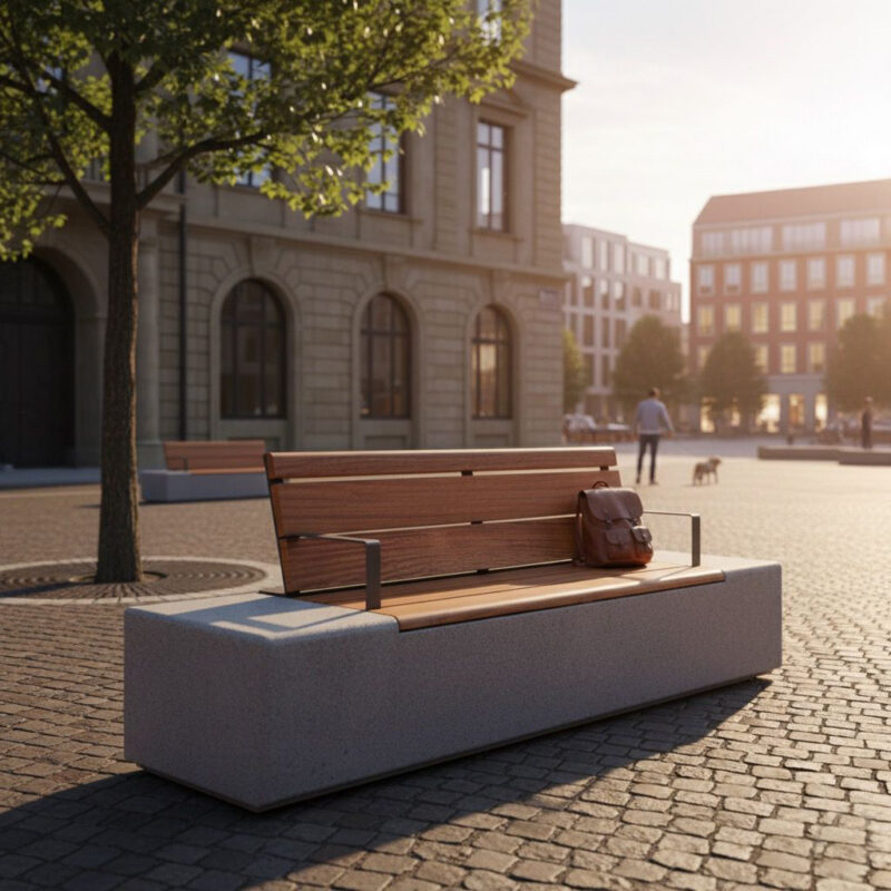 Banco, mobiliario urbano de hormigón Cleannox by Urbae